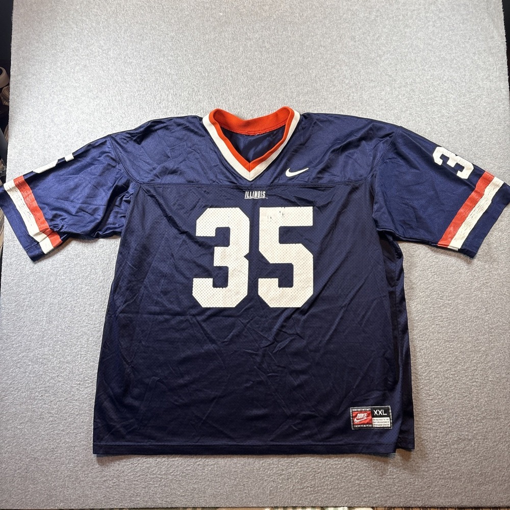 Illinois Fighting Illini #35 Football College-NCAA Nike Jersey Men's 2XL Blue